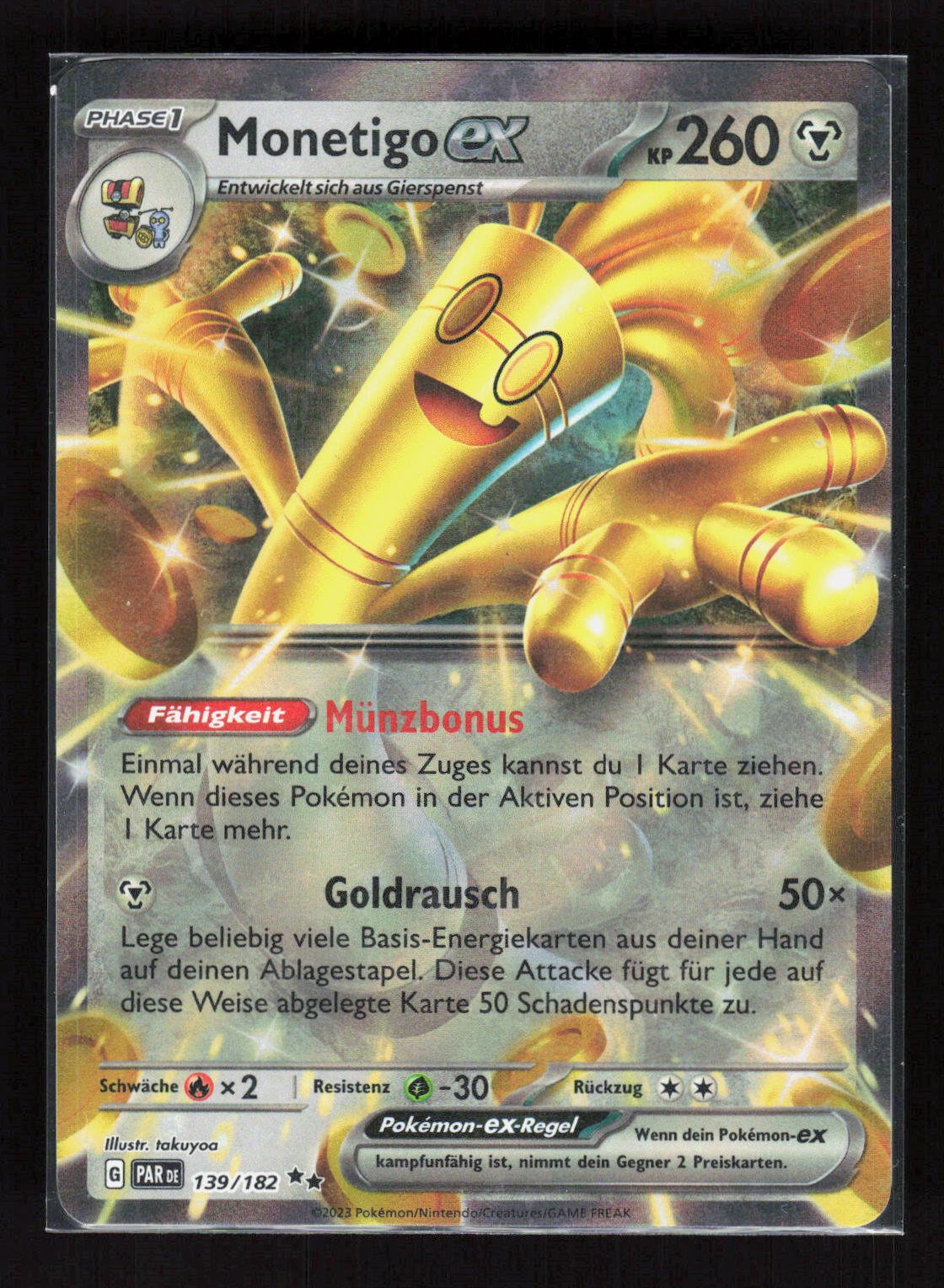 Pokémon Monetigo ex 139/182 – Paradoxrift (DE) Double Rare Holo – Vorderseite