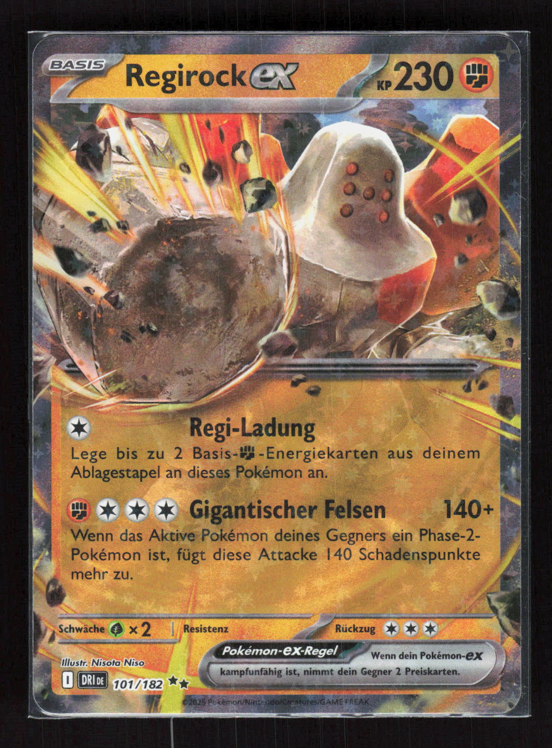 Pokémon Regirock ex 101/182 – Ewige Rivalen (DE) Double Rare Holo – Vorderseite