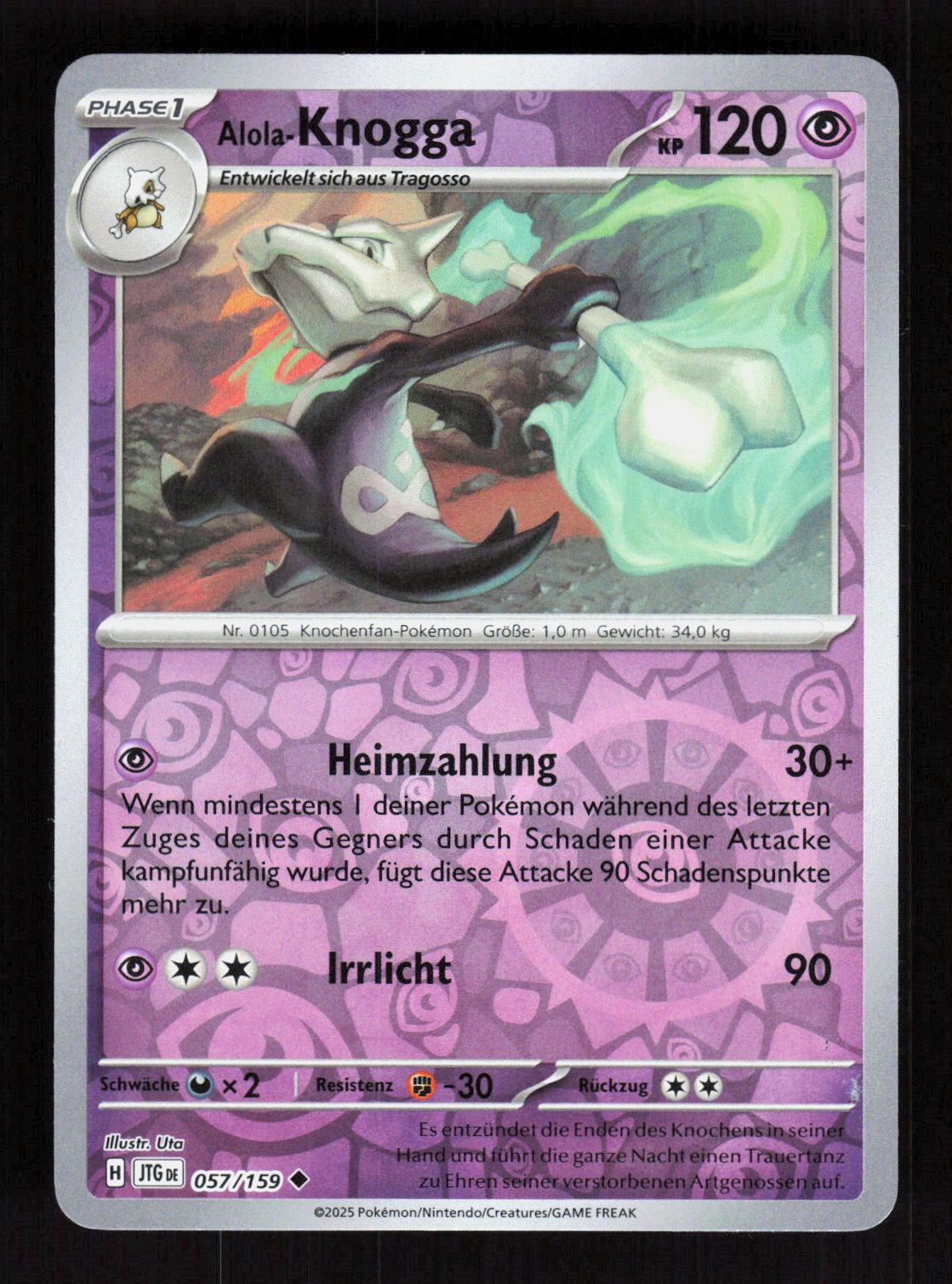 Pokémon Alola-Knogga 057/159 – Reisegefährten (DE) Reverse Holo – Vorderseite