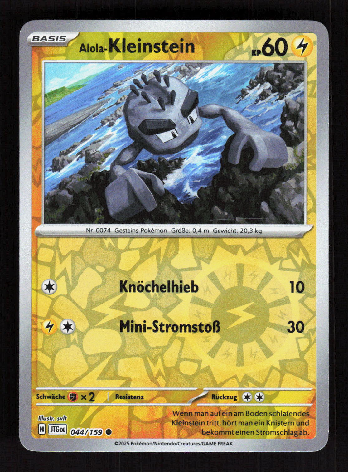 Pokémon Alola-Kleinstein 044/159 – Reisegefährten (DE) Common Reverse Holo – Vorderseite