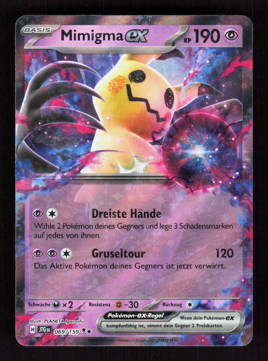 Pokémon Mimigma ex 069/159 – Reisegefährten (DE) Double Rare – Vorderseite