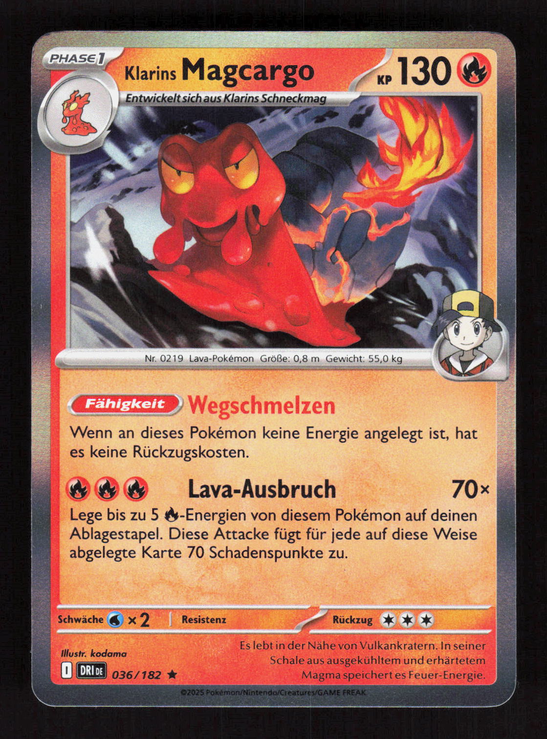 Pokémon Klarins Magcargo 036/182 – Ewige Rivalen (DE) Rare Holo – Vorderseite