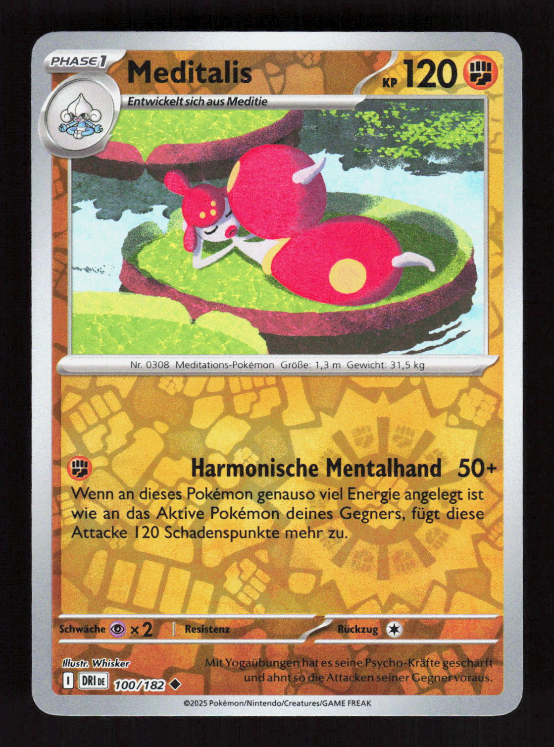 Pokémon Meditalis 100/182 – Ewige Rivalen (DE) Uncommon Reverse Holo – Vorderseite