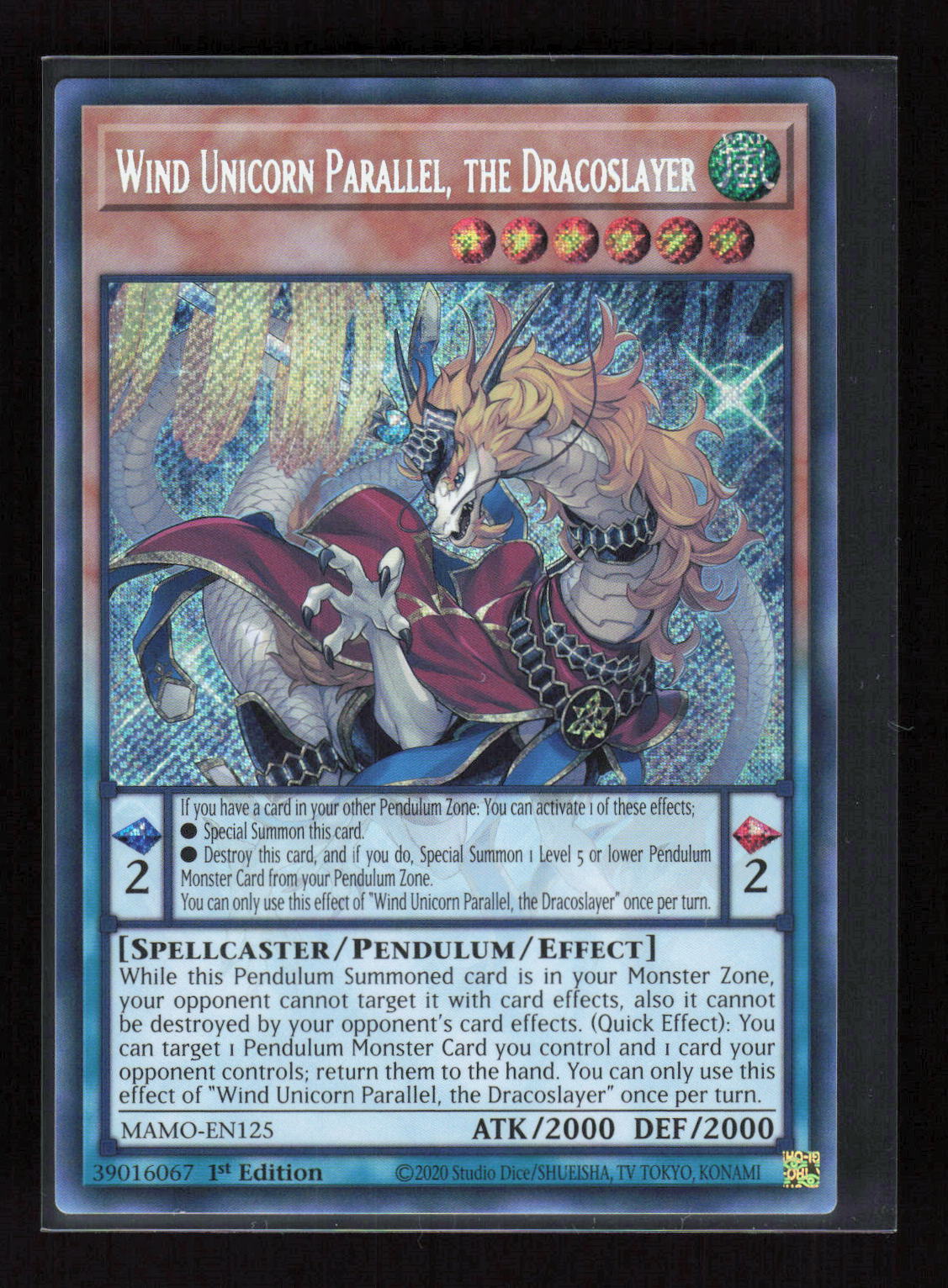 Yu-Gi-Oh! Wind Unicorn Parallel, the Dracoslayer MAMO-EN125 – Magnificent – Vorderseite