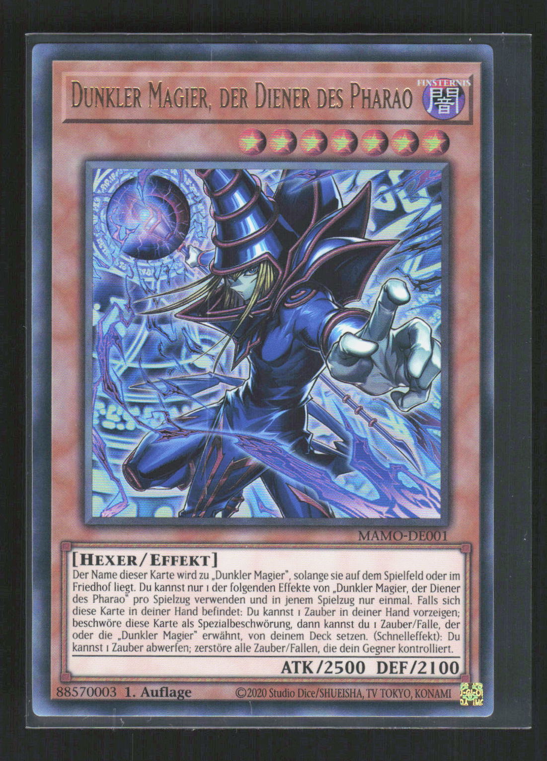 Yu-Gi-Oh! Dunkler Magier, der Diener des Pharao MAMO-DE001 – Magnificent – Vorderseite