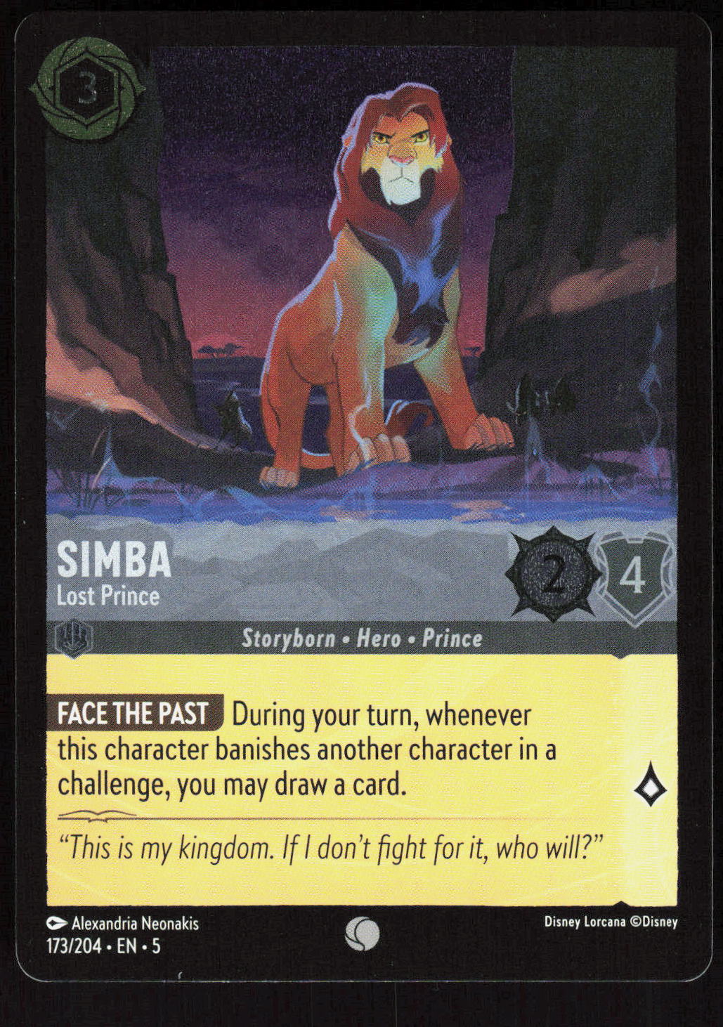 Disney Lorcana Simba – Lost Prince 173/204 – Shimmering Skies Common (C) Foil – Vorderseite