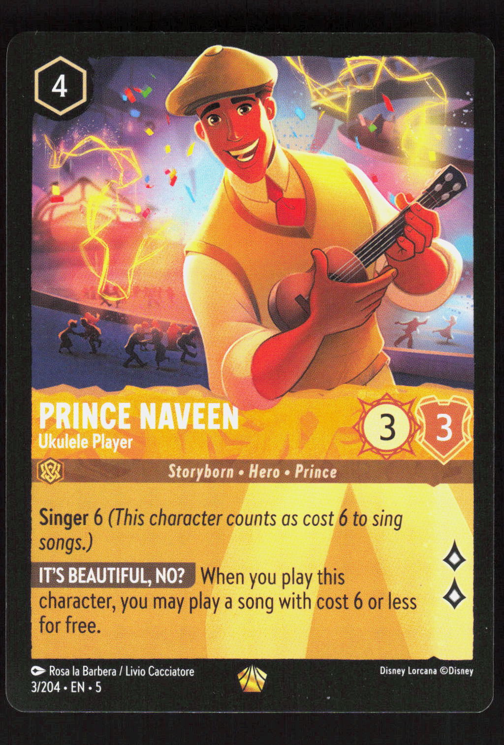 Disney Lorcana Prince Naveen – Ukulele Player 3/204 – Shimmering Skies – Vorderseite