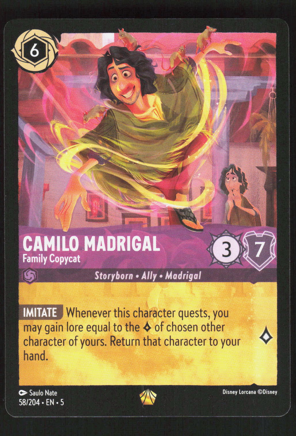 Disney Lorcana Camilo Madrigal Family Copycat 58/204 Shimmering Skies Legendary – Vorderseite