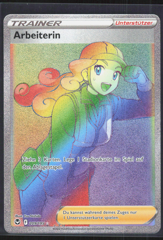Pokemon TCG Arbeiterin Silberne Sturmwinde 209 NM Versteckt Selten