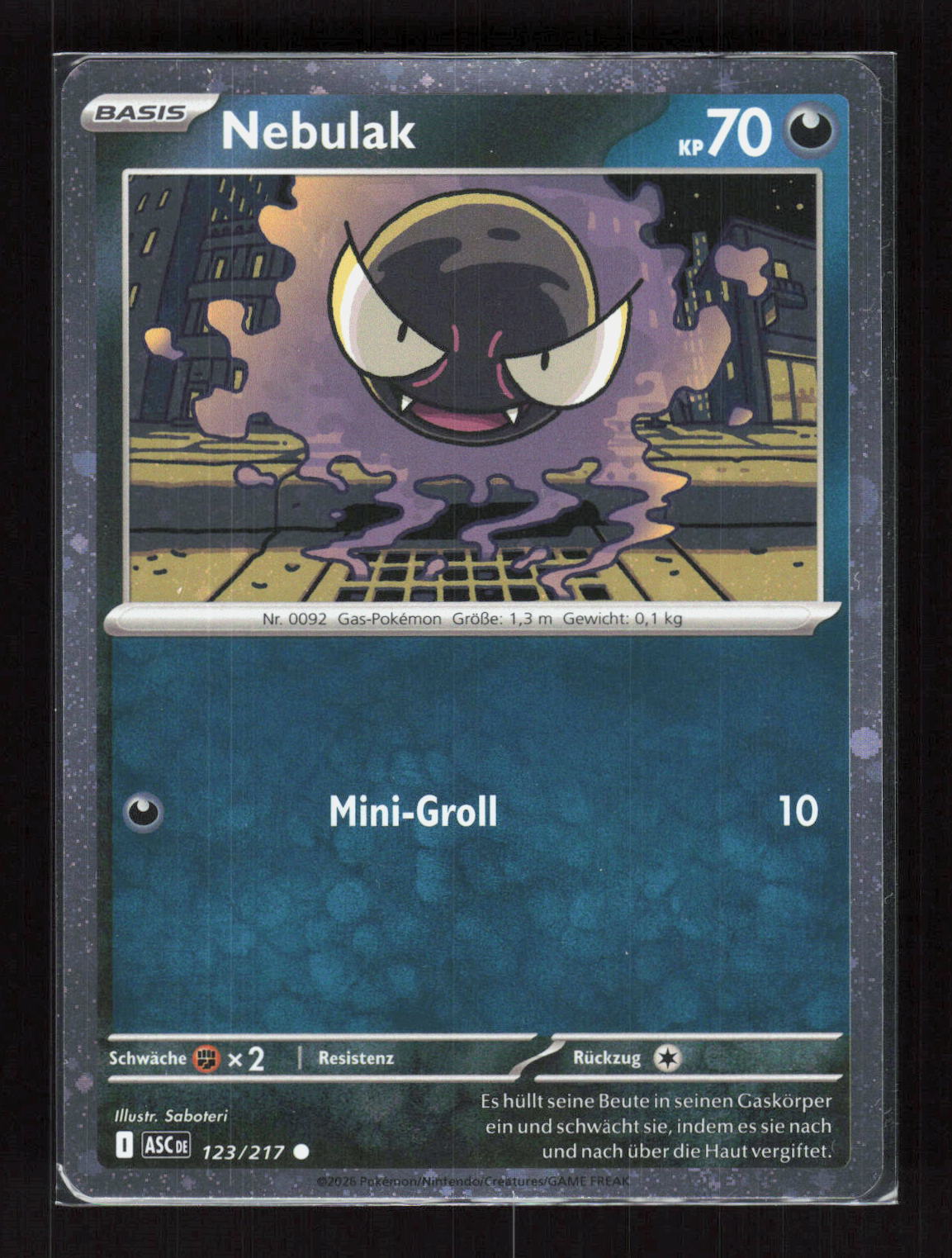 Pokémon Nebulak 123/217 – Erhabene Helden (DE) Common Cosmos Holo – Vorderseite