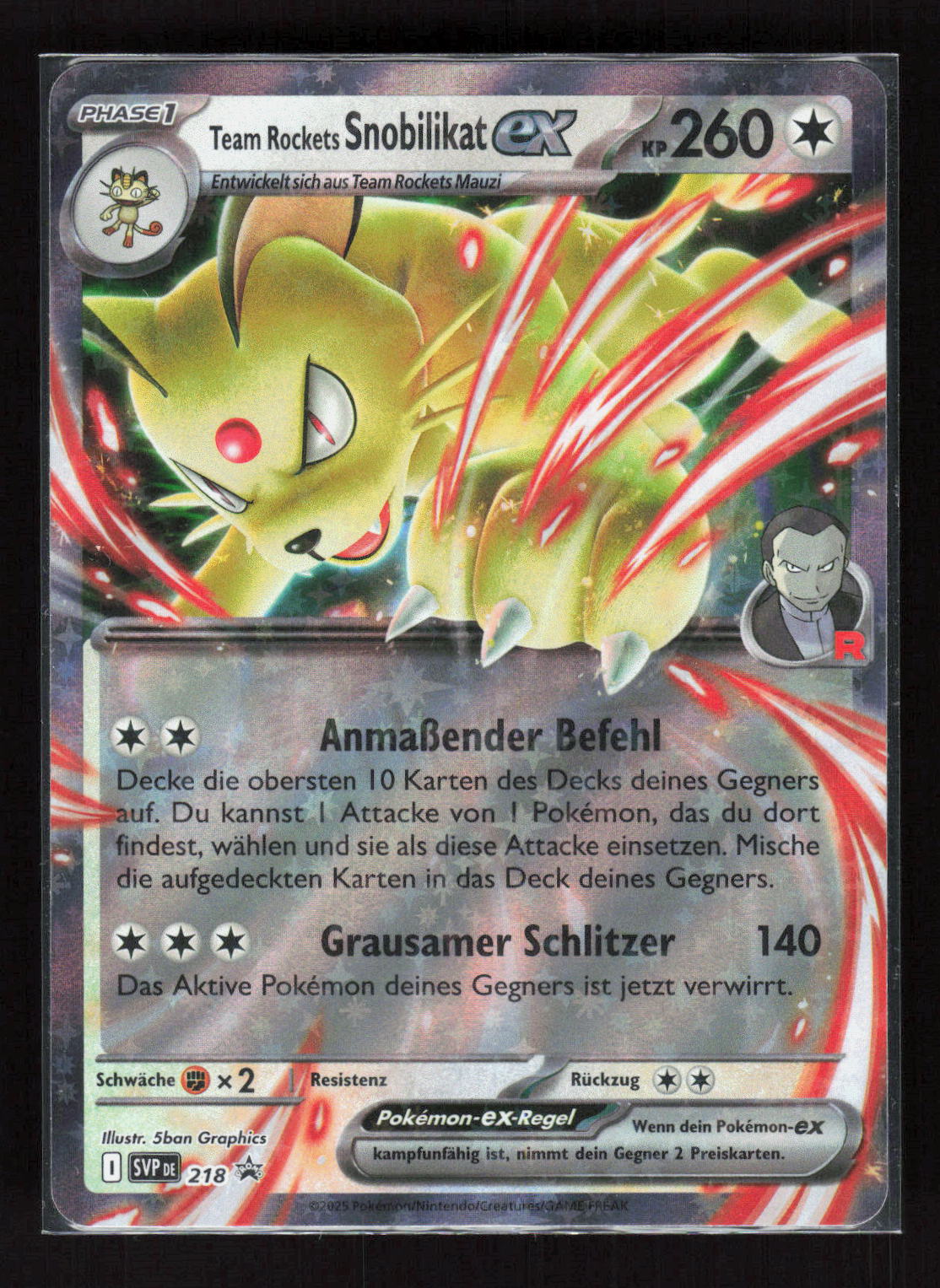 Pokémon Team Rockets Snobilikat ex 218 – Black Star Promos (DE) Promo Holo – Vorderseite