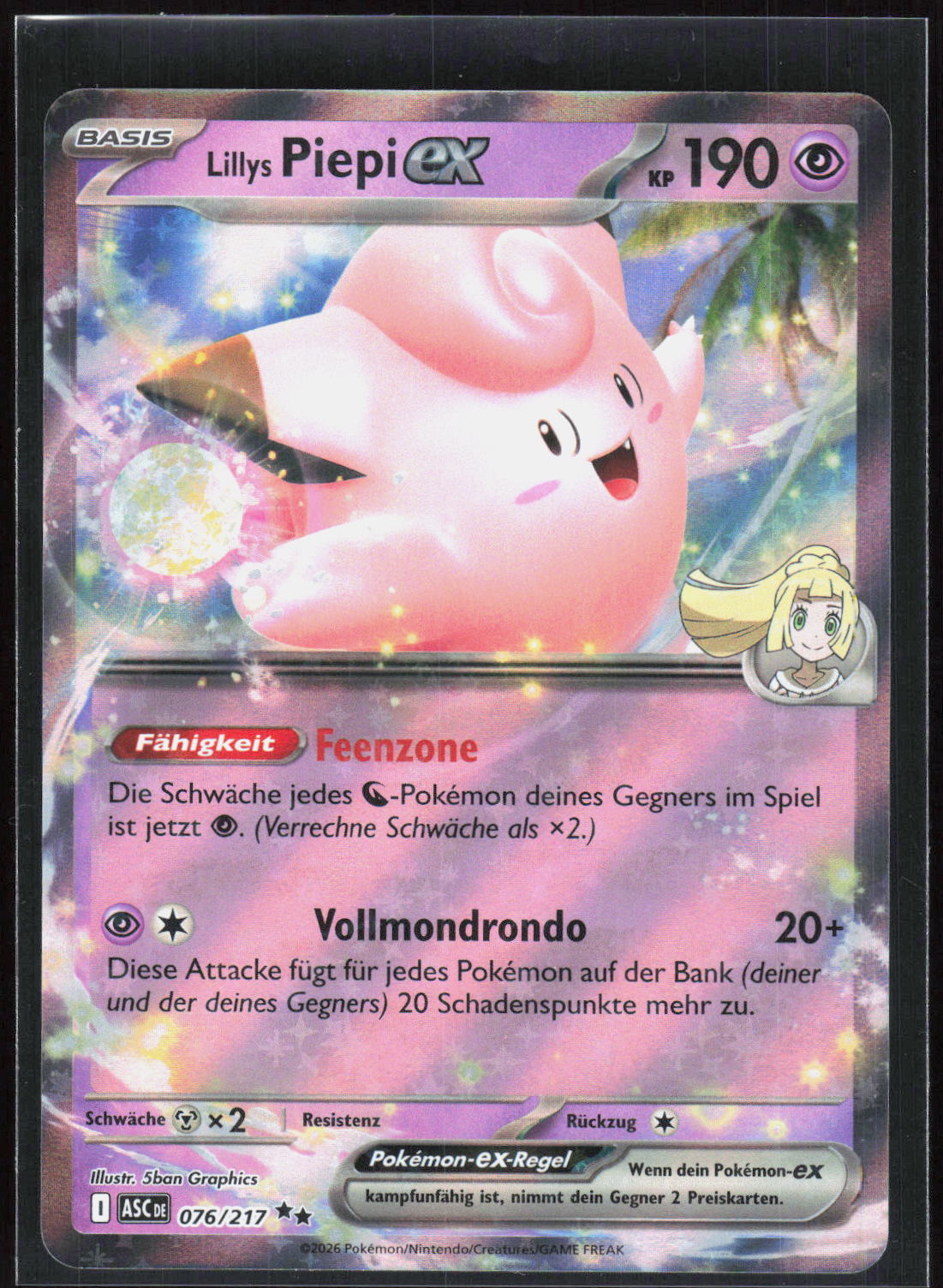 Pokemon TCG Lillys Piepi-ex Erhabene Helden 076 NM Doppelselten