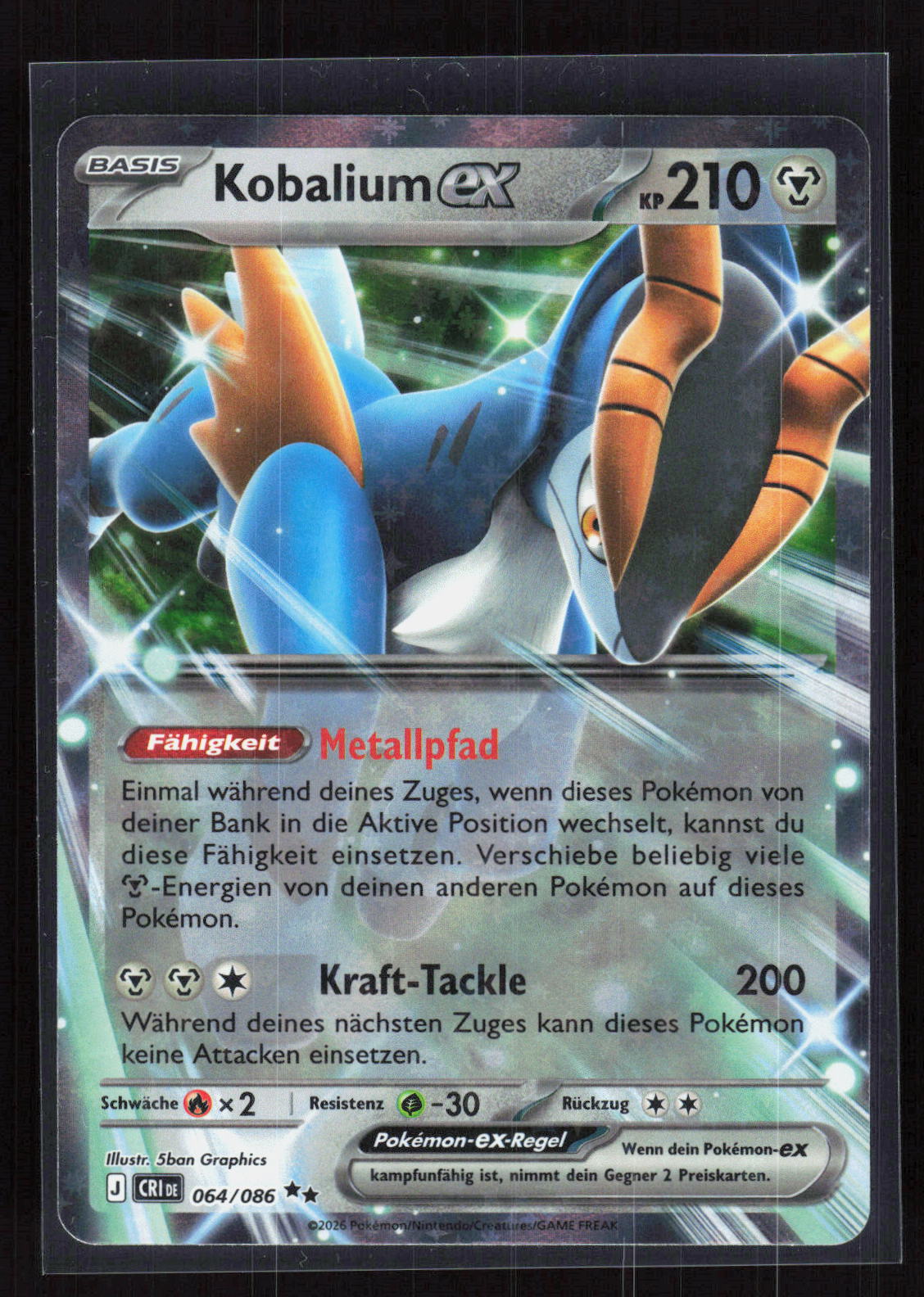 Pokémon Kobalium ex 064/086 – Wachsendes Chaos (DE) Double Rare Holo – Vorderseite