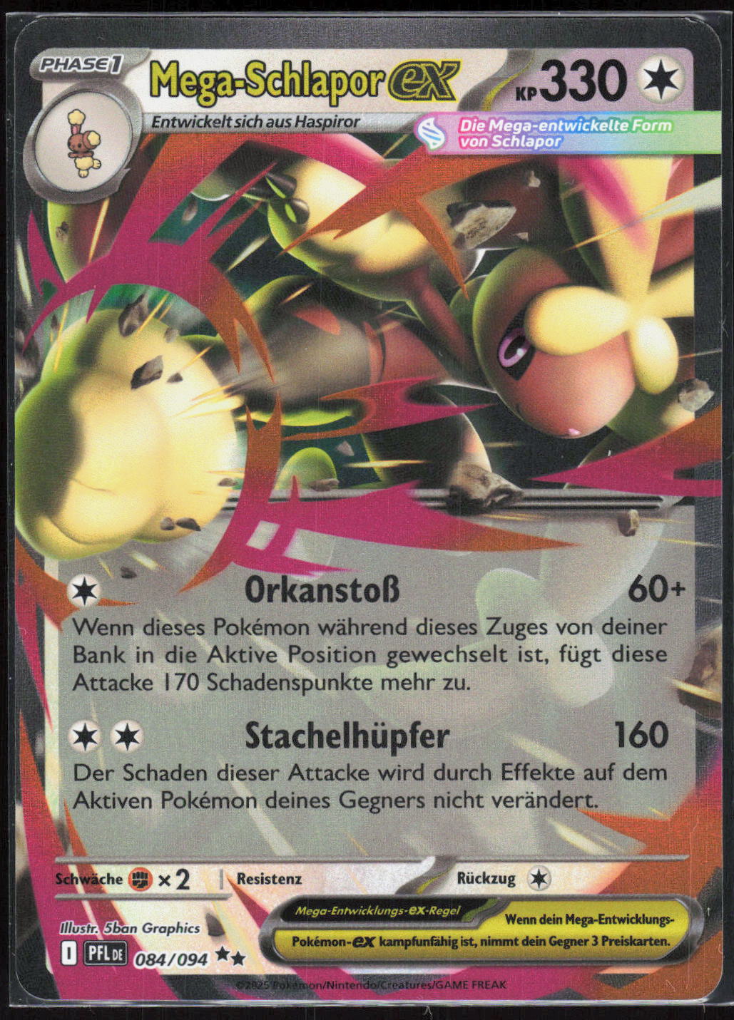 Pokemon TCG Mega-Schlapor-ex Fatale Flammen 084 NM Doppelselten