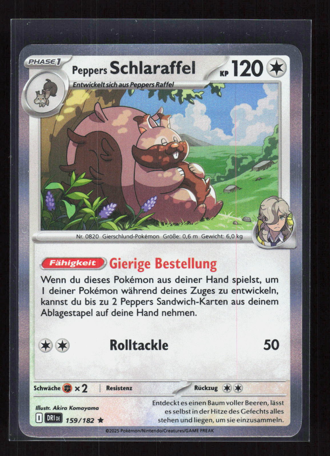 Pokémon Peppers Schlaraffel 159/182 – Ewige Rivalen (DE) Rare Holo – Vorderseite