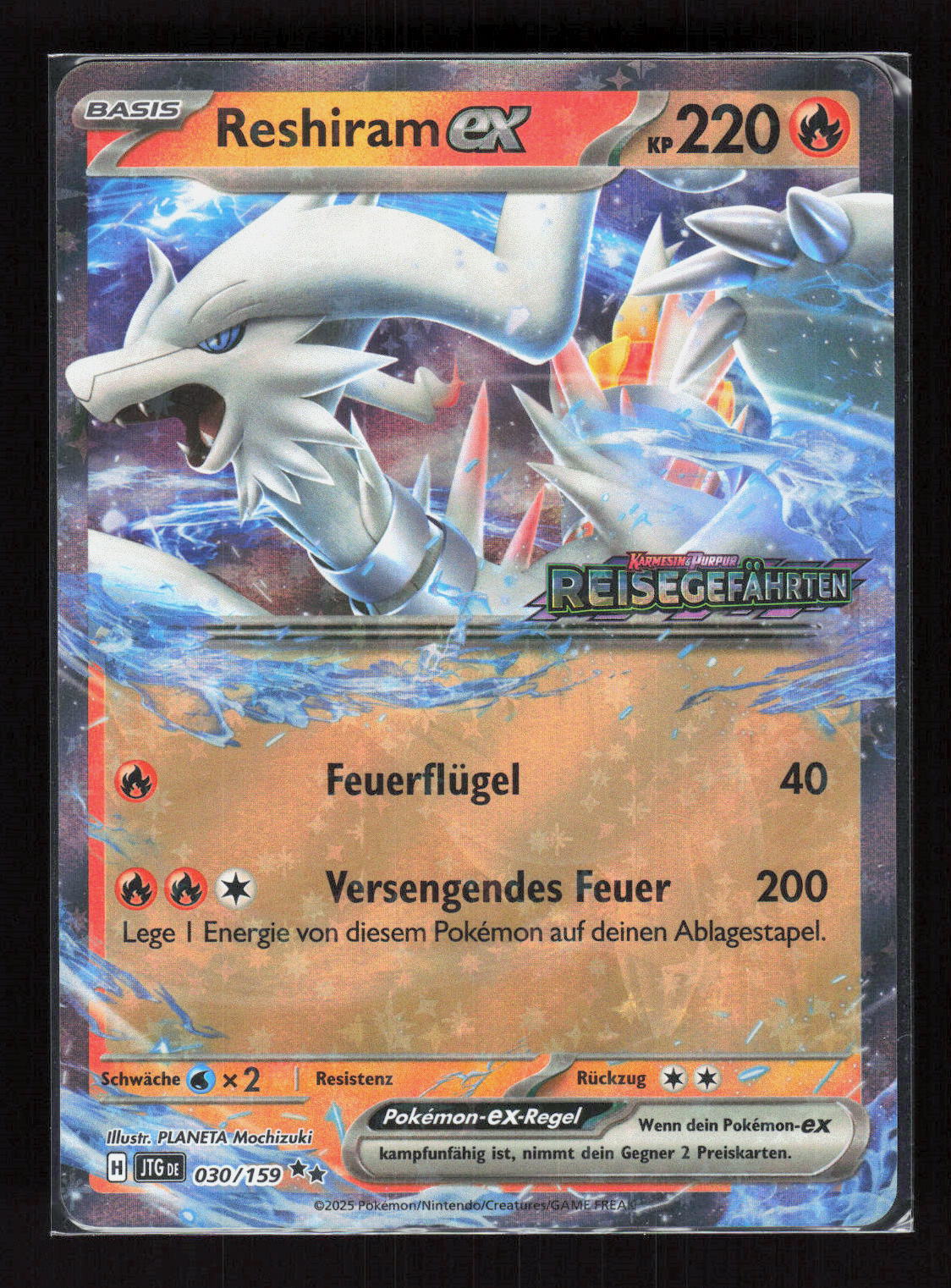 Pokémon Reshiram ex 030/159 – Reisegefährten (DE) Double Rare Holo – Vorderseite