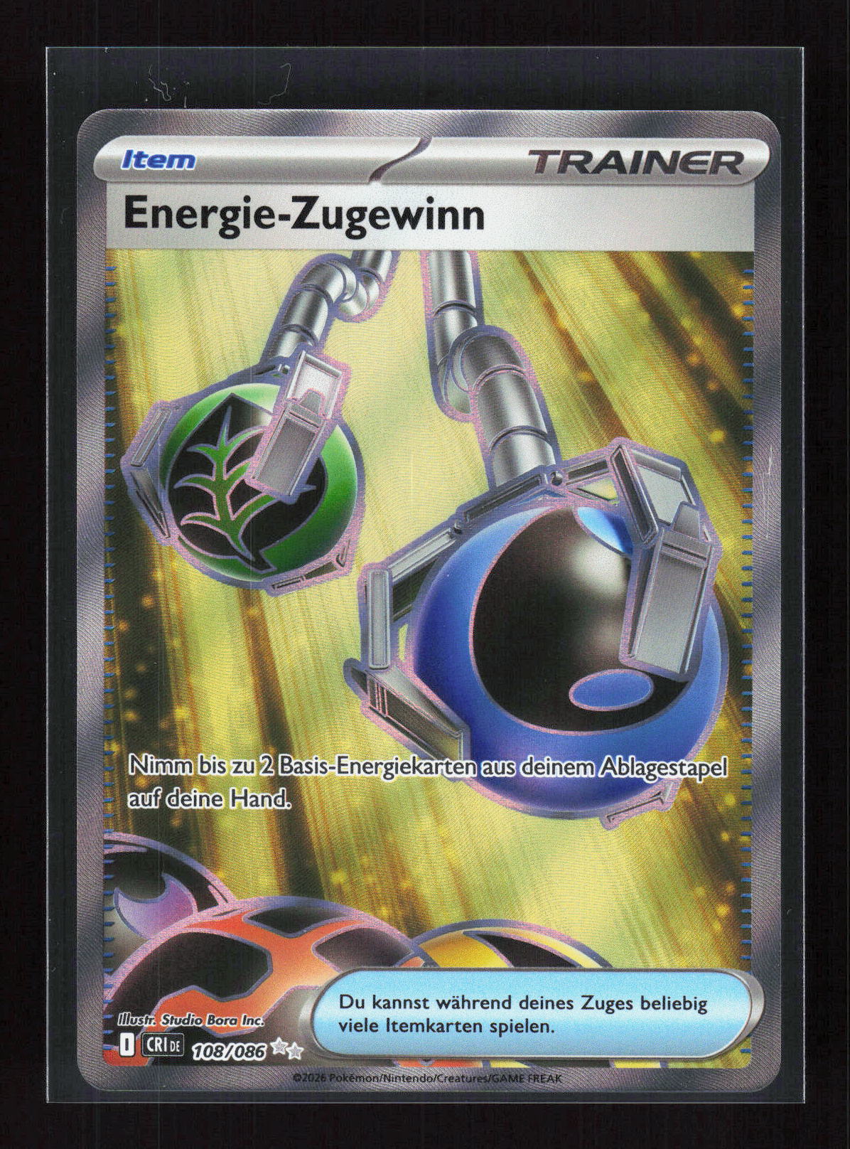 Pokémon Energie-Zugewinn 108/086 – Wachsendes Chaos (DE) Ultra Rare Full Art – Vorderseite