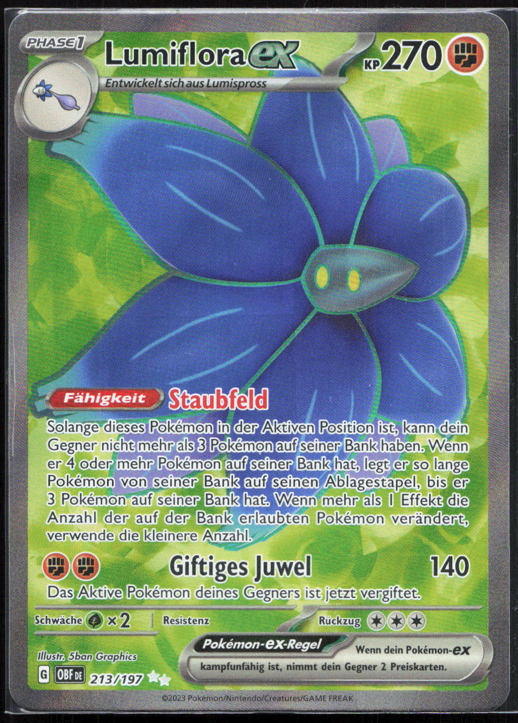 Pokemon TCG Lumiflora-ex Obsidian Flammen SV 213 NM 