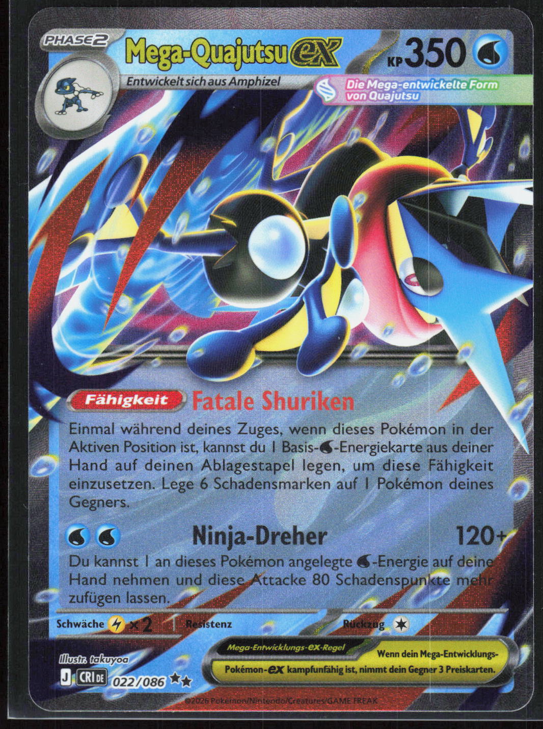 Pokemon Mega-Quajutsu-ex Wachsendes Chaos 022 NM Doppelselten Holo
