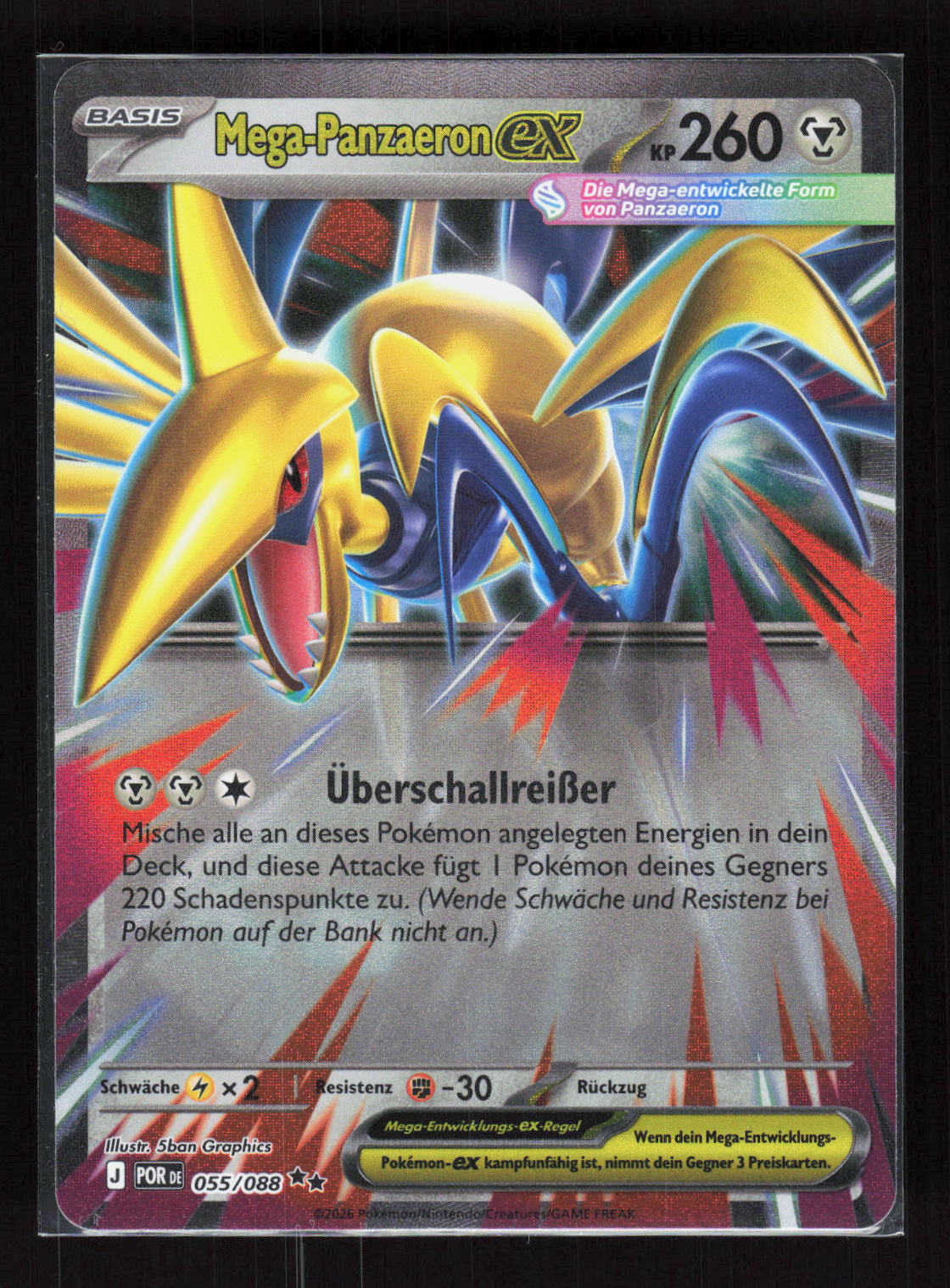 Pokémon Mega-Panzaeron ex 055/088 – Perfekte Ordnung (DE) Double Rare Holo – Vorderseite