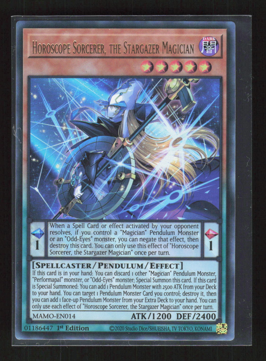 Yu-Gi-Oh! Horoscope Sorcerer, the Stargazer Magician MAMO-EN014 Magnificent – Vorderseite