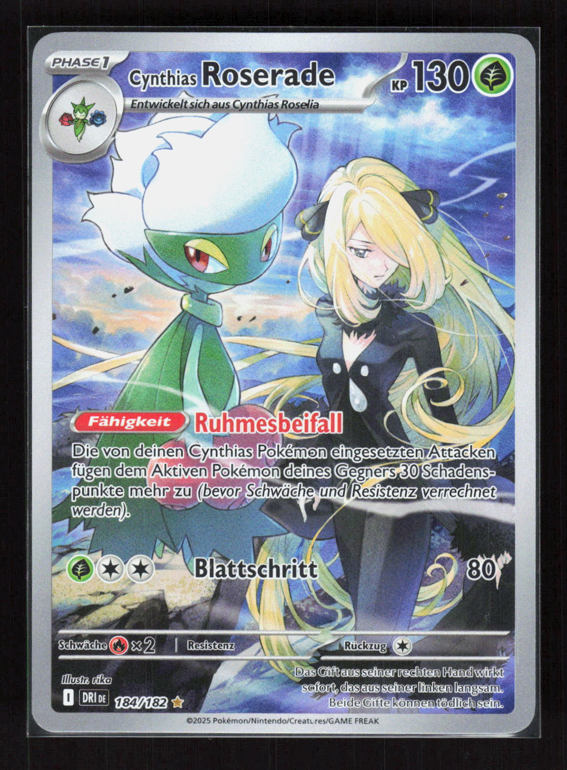 Pokémon Cynthias Roserade 184/182 – Ewige Rivalen (DE) Illustration Rare Holo – Vorderseite