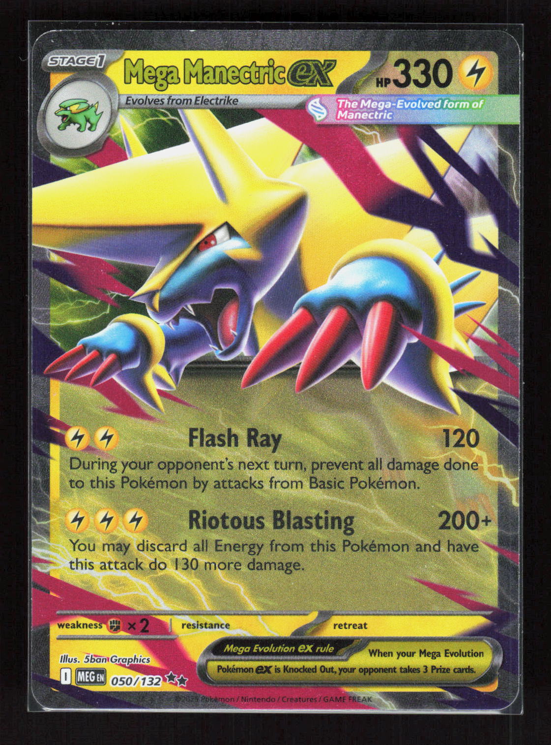 Pokémon Mega Manectric ex 050/132 – Mega Evolution (EN) Double Rare Holo – Vorderseite