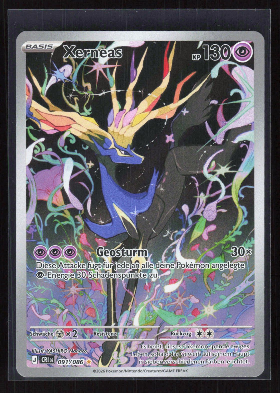 Pokémon Xerneas 091/086 – Wachsendes Chaos (DE) Illustration Rare Holo – Vorderseite