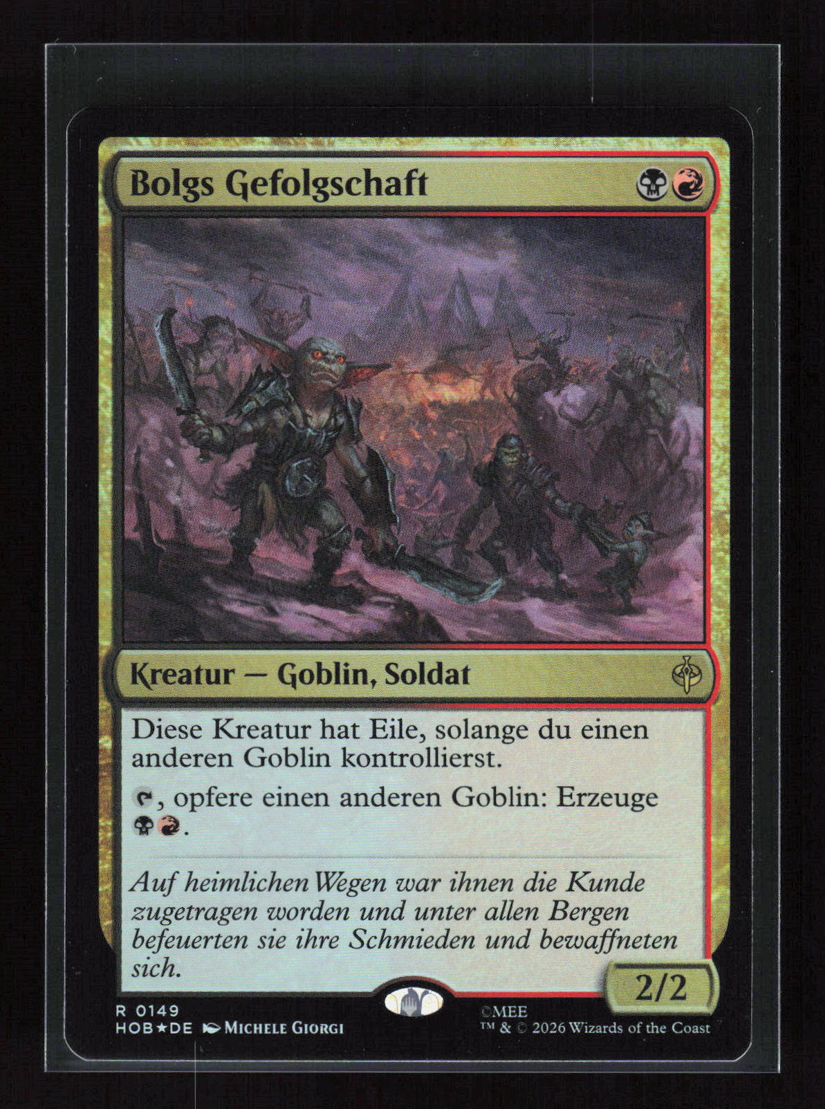 Magic: The Gathering Bolgs Gefolgschaft 0149 – Der Hobbit (DE) Rare (R) Foil – Vorderseite