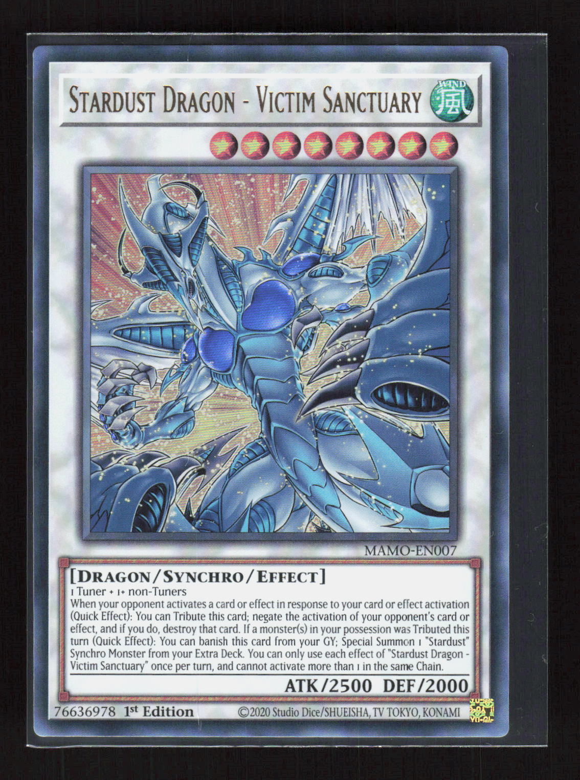 Yu-Gi-Oh! Stardust Dragon Victim Sanctuary MAMO-EN007 Magnificent Monsters – Vorderseite