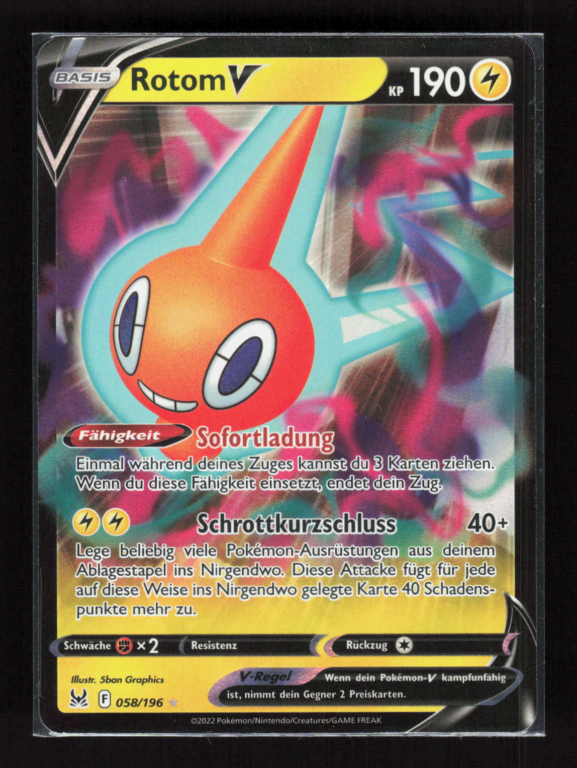Pokémon Rotom V 058/196 – Verlorener Ursprung (DE) Ultra Rare Holo – Vorderseite