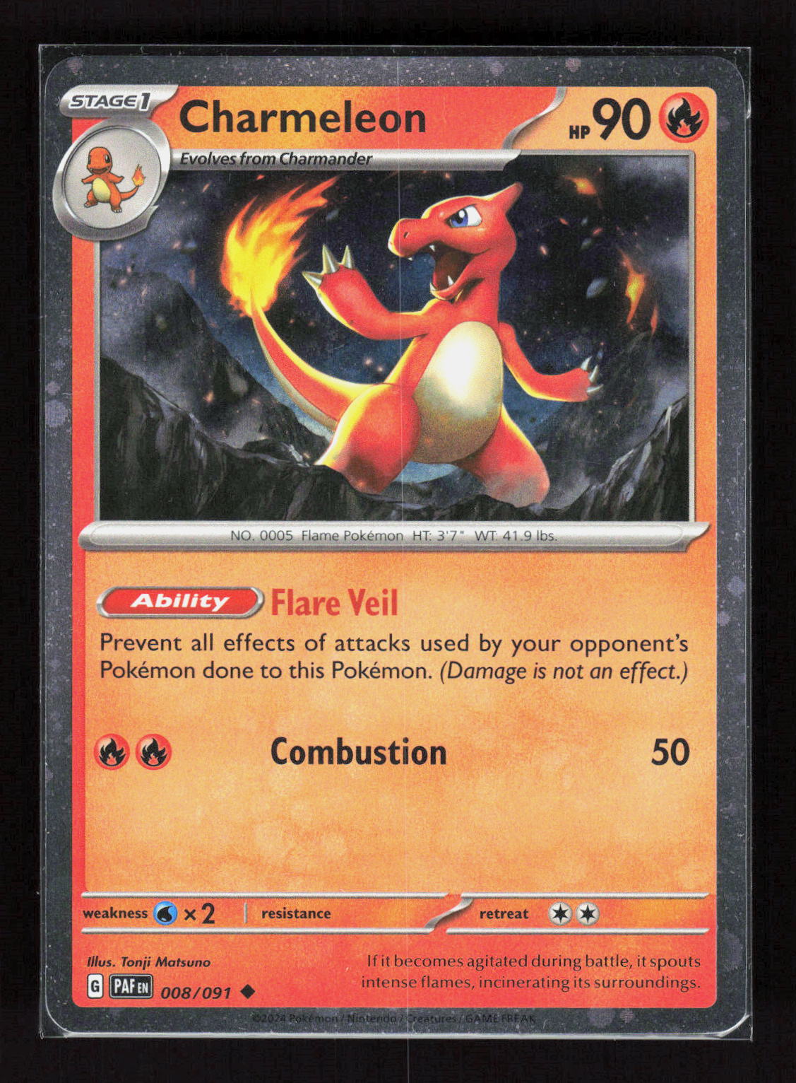 Pokémon Charmeleon 008/091 – Paldean Fates (EN) Promo Cosmos Holo – Vorderseite