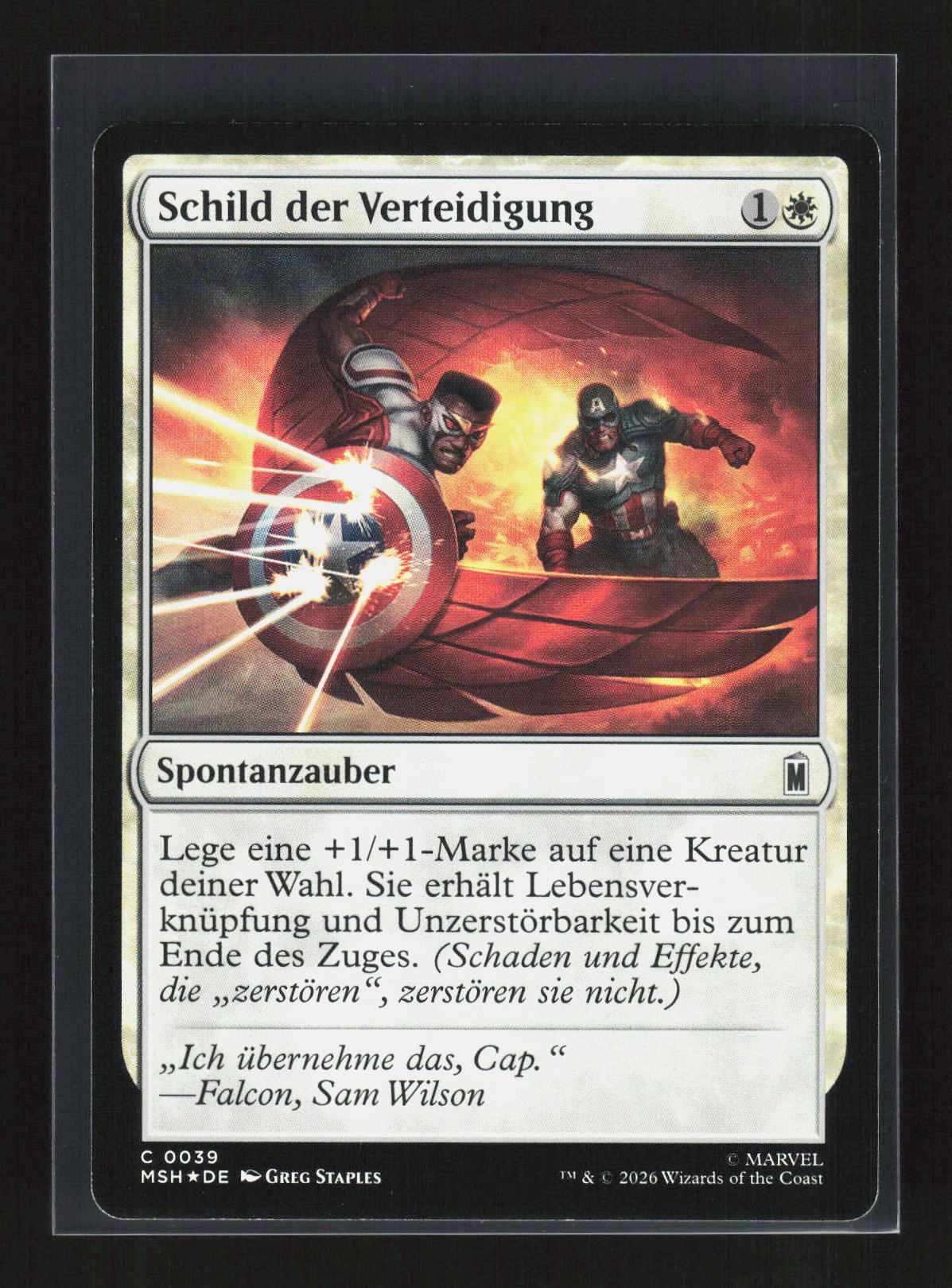 Magic: The Gathering Schild der Verteidigung 0039 Marvel Super Heroes Comm Foil – Vorderseite