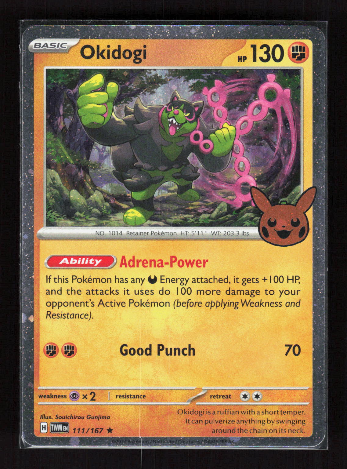 Pokémon Okidogi 111/167 – Trick or Trade BOOster Bundle (EN) Rare Holo – Vorderseite