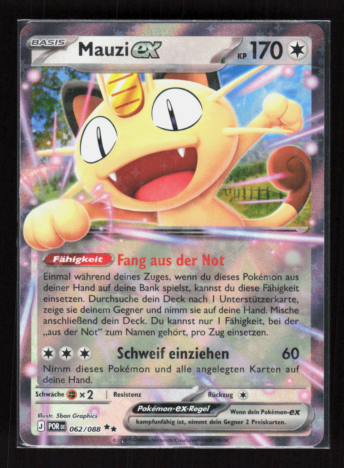 Pokémon Mauzi ex 062/088 – Perfekte Ordnung (DE) Double Rare Holo – Vorderseite