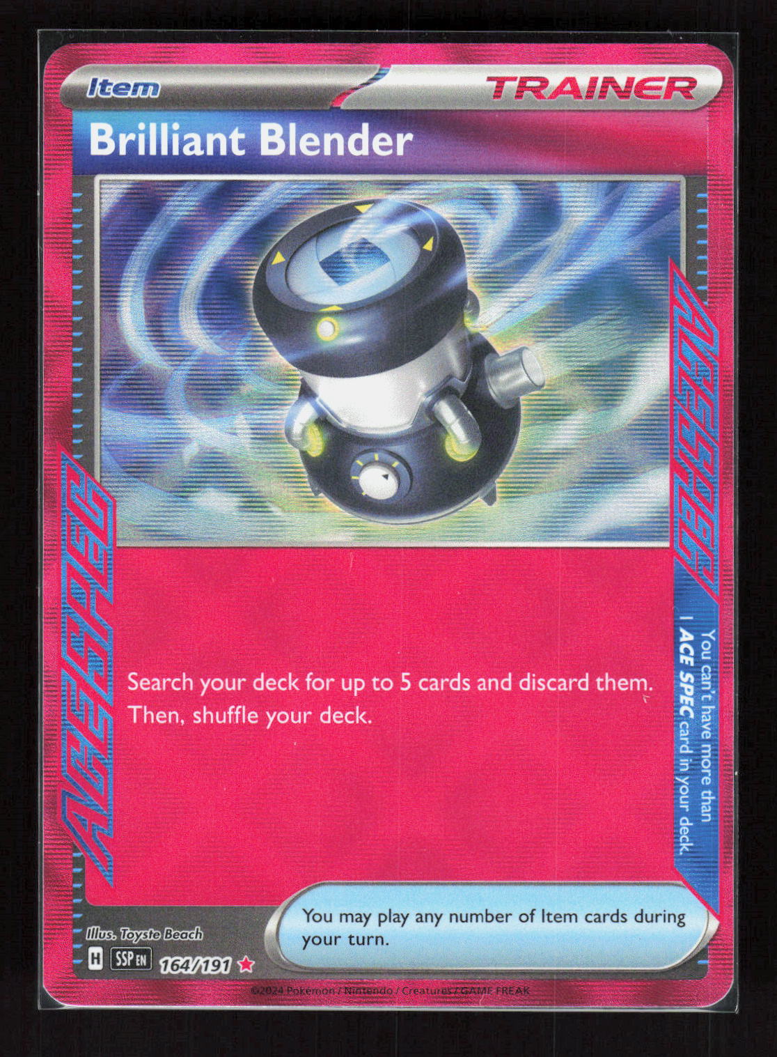 Pokémon Brilliant Blender 164/191 – Surging Sparks (EN) ACE SPEC Holo – Vorderseite