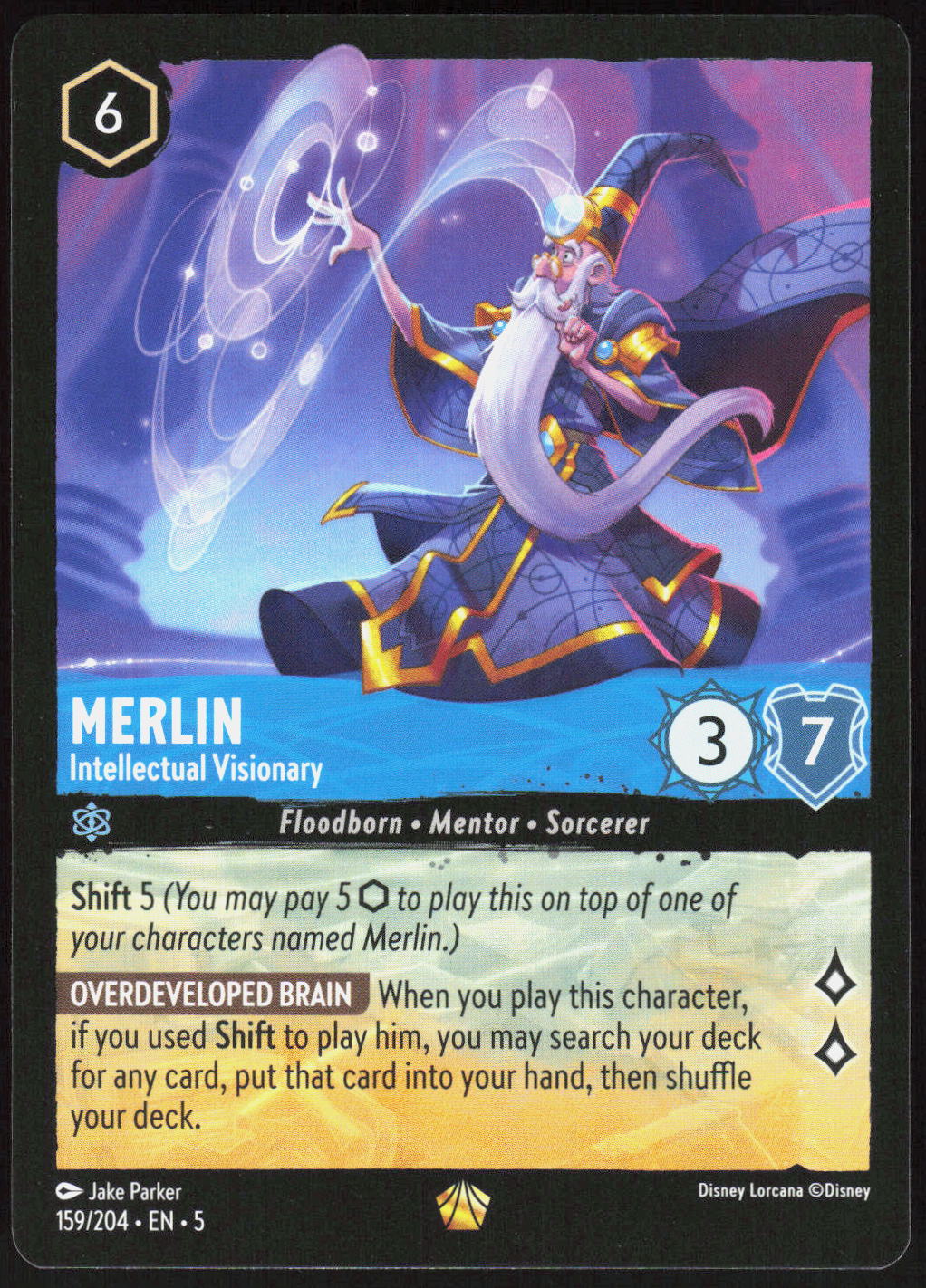 Disney Lorcana Merlin – Intellectual Visionary 159/204 – Shimmering Skies – Vorderseite