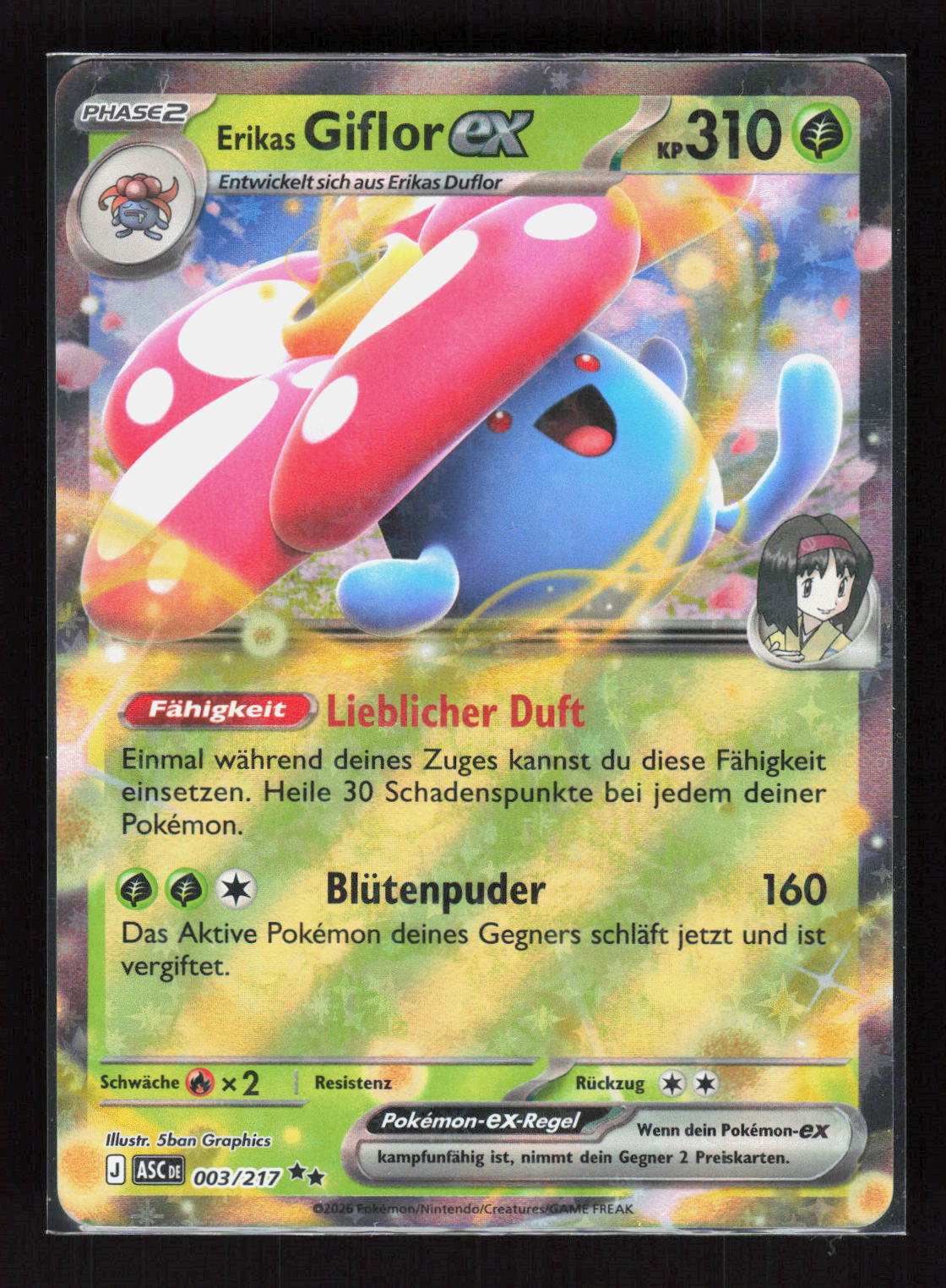 Pokémon Erikas Giflor ex 003/217 – Erhabene Helden (DE) Double Rare Holo – Vorderseite