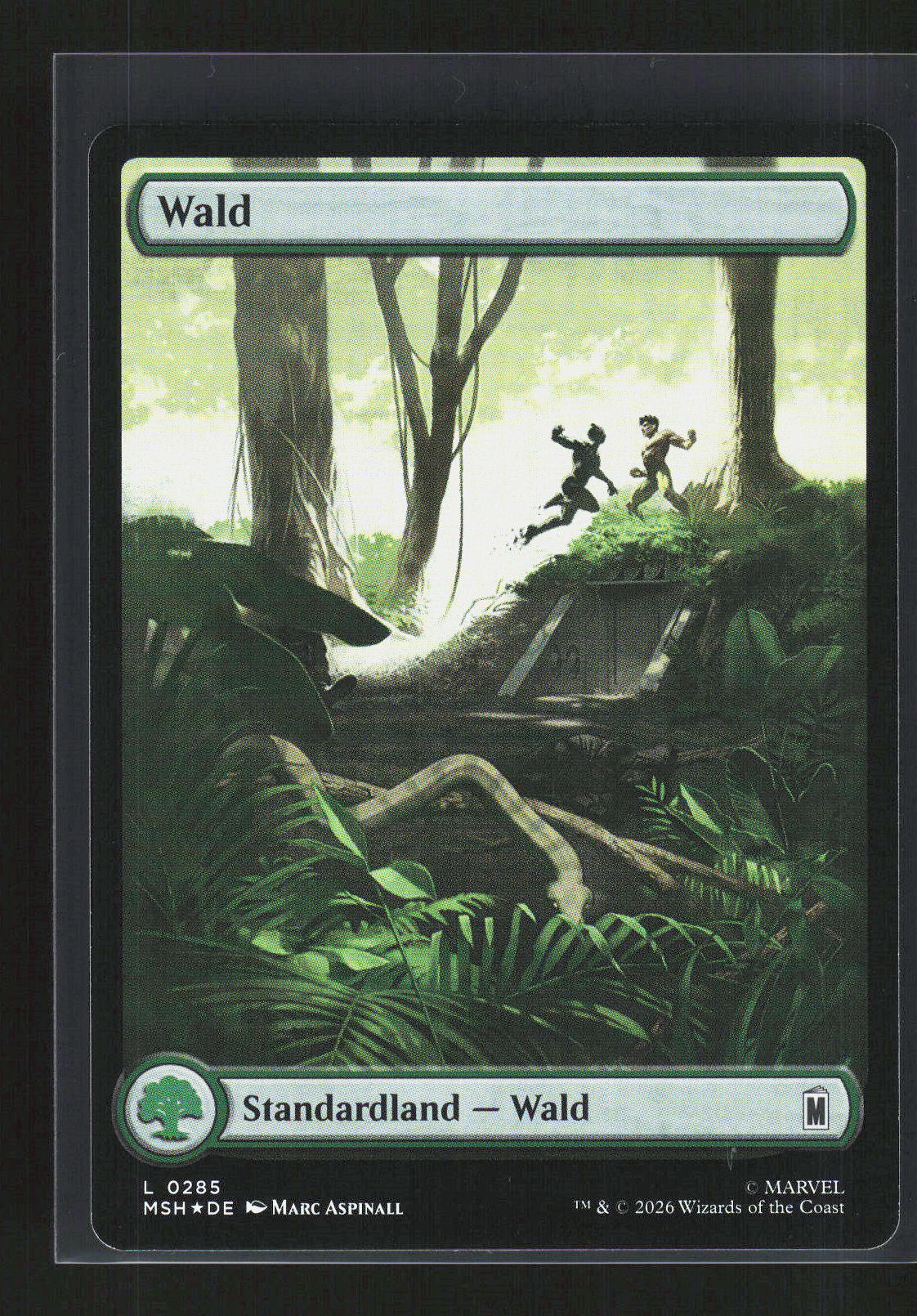 Magic: The Gathering Wald 0285 – Marvel Super Heroes (DE) Land (L) Foil – Vorderseite