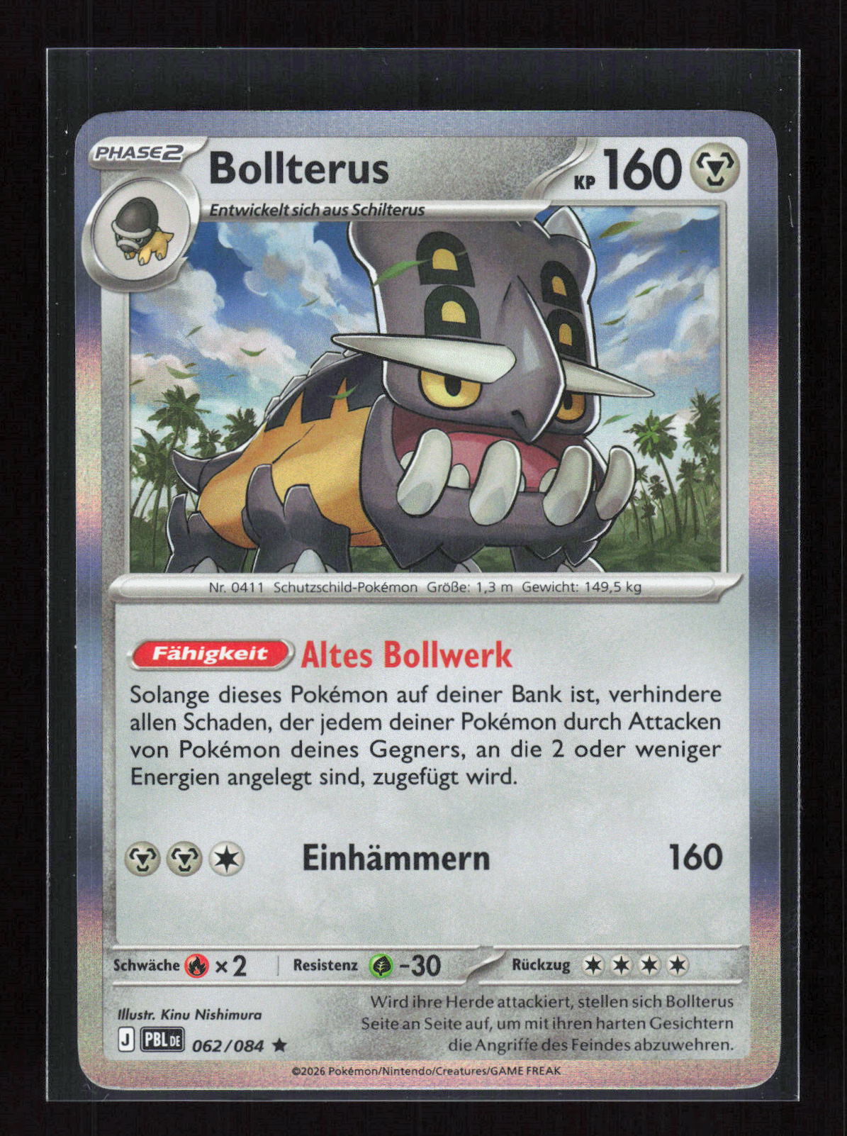 Pokémon Bollterus 062/084 – Dunkelnacht (DE) Rare Holo – Vorderseite