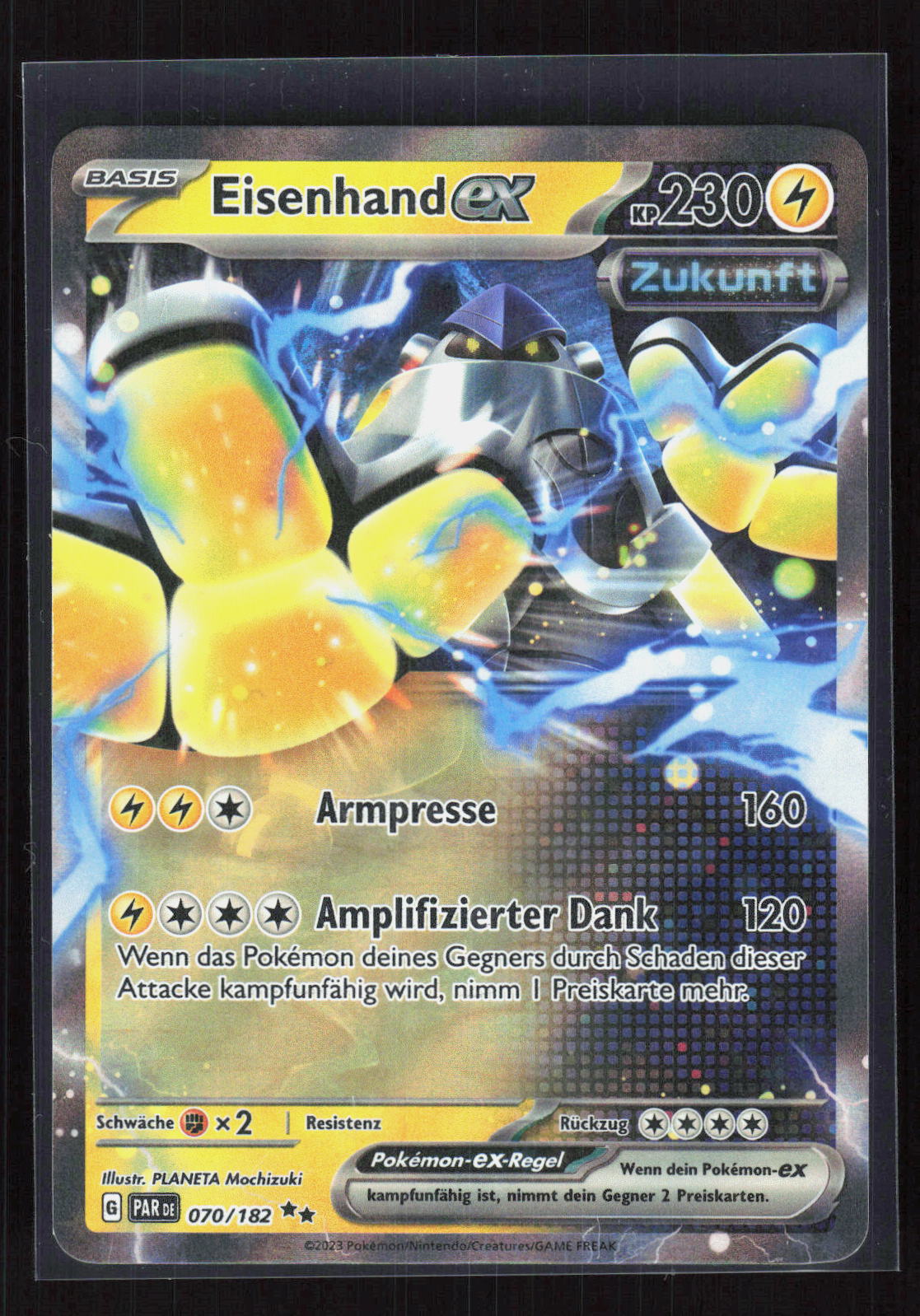 Pokémon Eisenhand ex 070/182 – Paradoxrift (DE) Double Rare Holo – Vorderseite