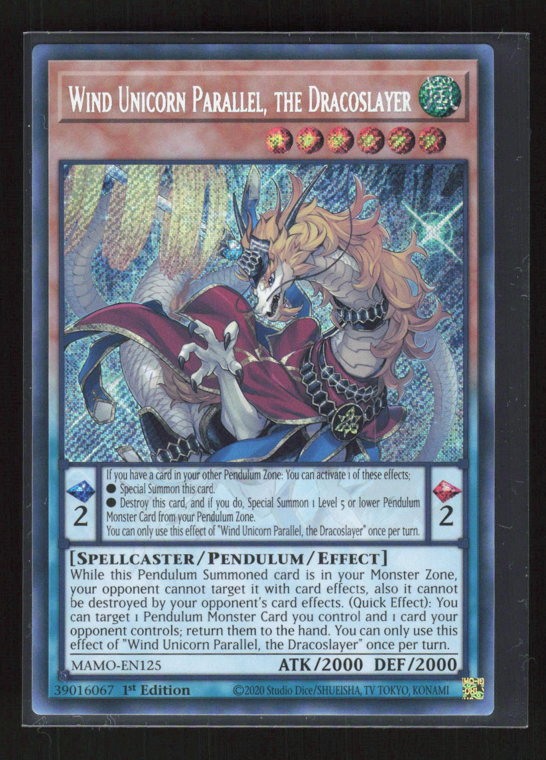 Yu-Gi-Oh! Wind Unicorn Parallel, the Dracoslayer MAMO-EN125 Magnificent Secret – Vorderseite