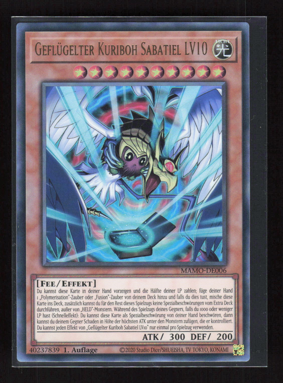 Yu-Gi-Oh! Geflügelter Kuriboh Sabatiel LV10 MAMO-DE006 – Magnificent Monsters – Vorderseite