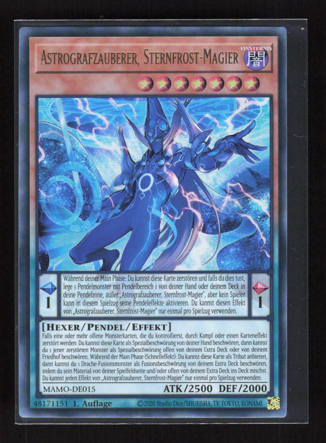 Yu-Gi-Oh! Astrografzauberer, Sternfrost-Magier MAMO-DE015 – Magnificent Monsters – Vorderseite