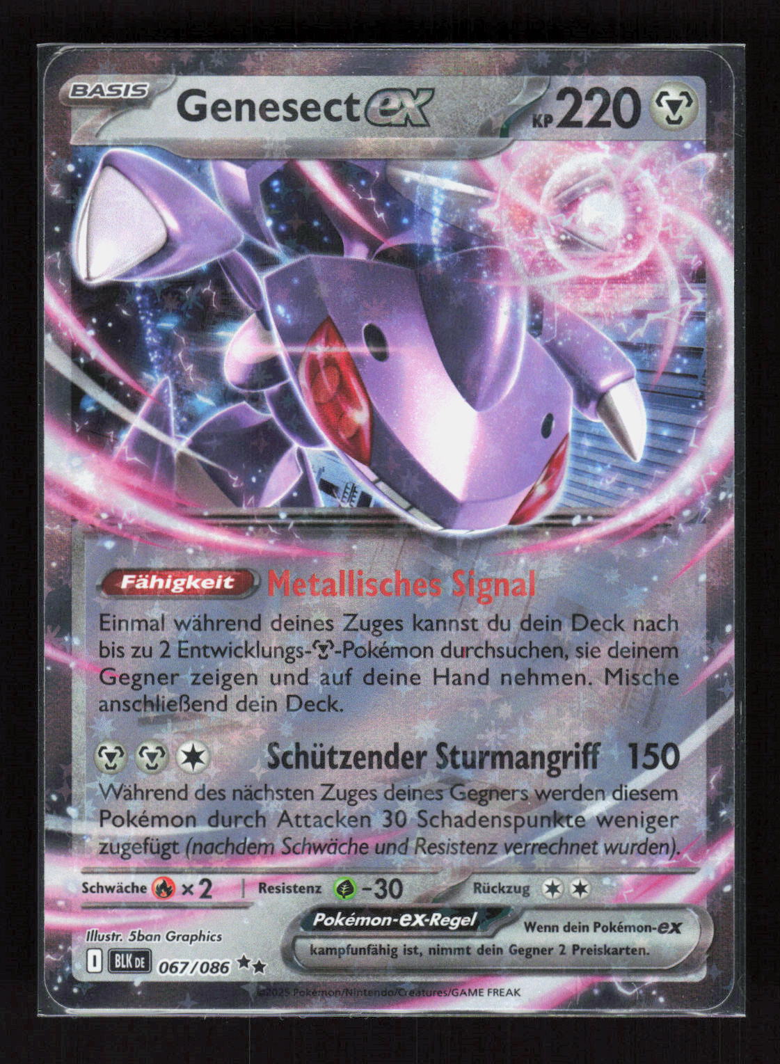 Pokémon Genesect ex 067/086 – Schwarze Blitze (DE) Double Rare Holo – Vorderseite