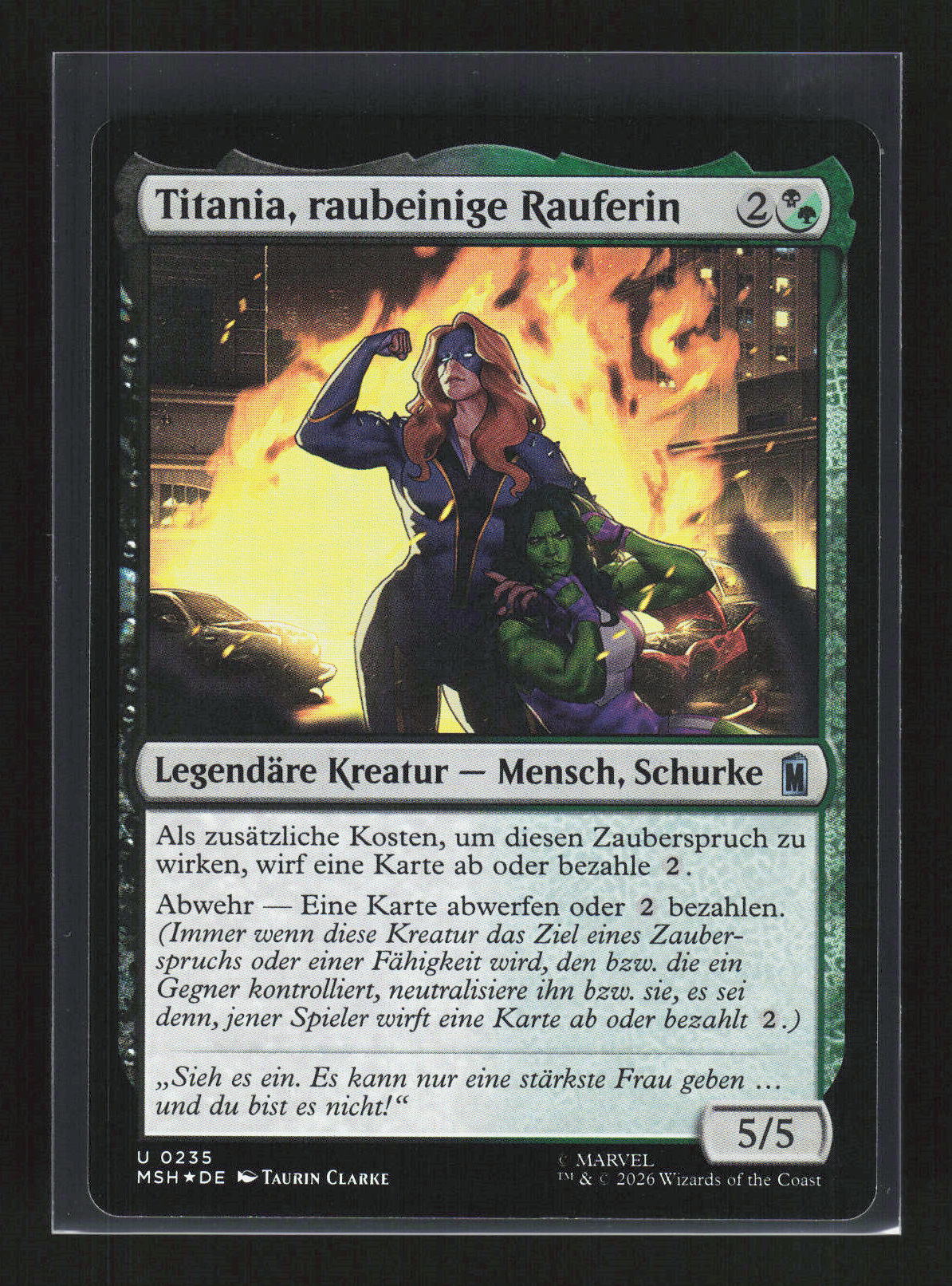 Magic: The Gathering Titania, raubeinige Rauferin 235 Marvel Super Heroes Foil – Vorderseite