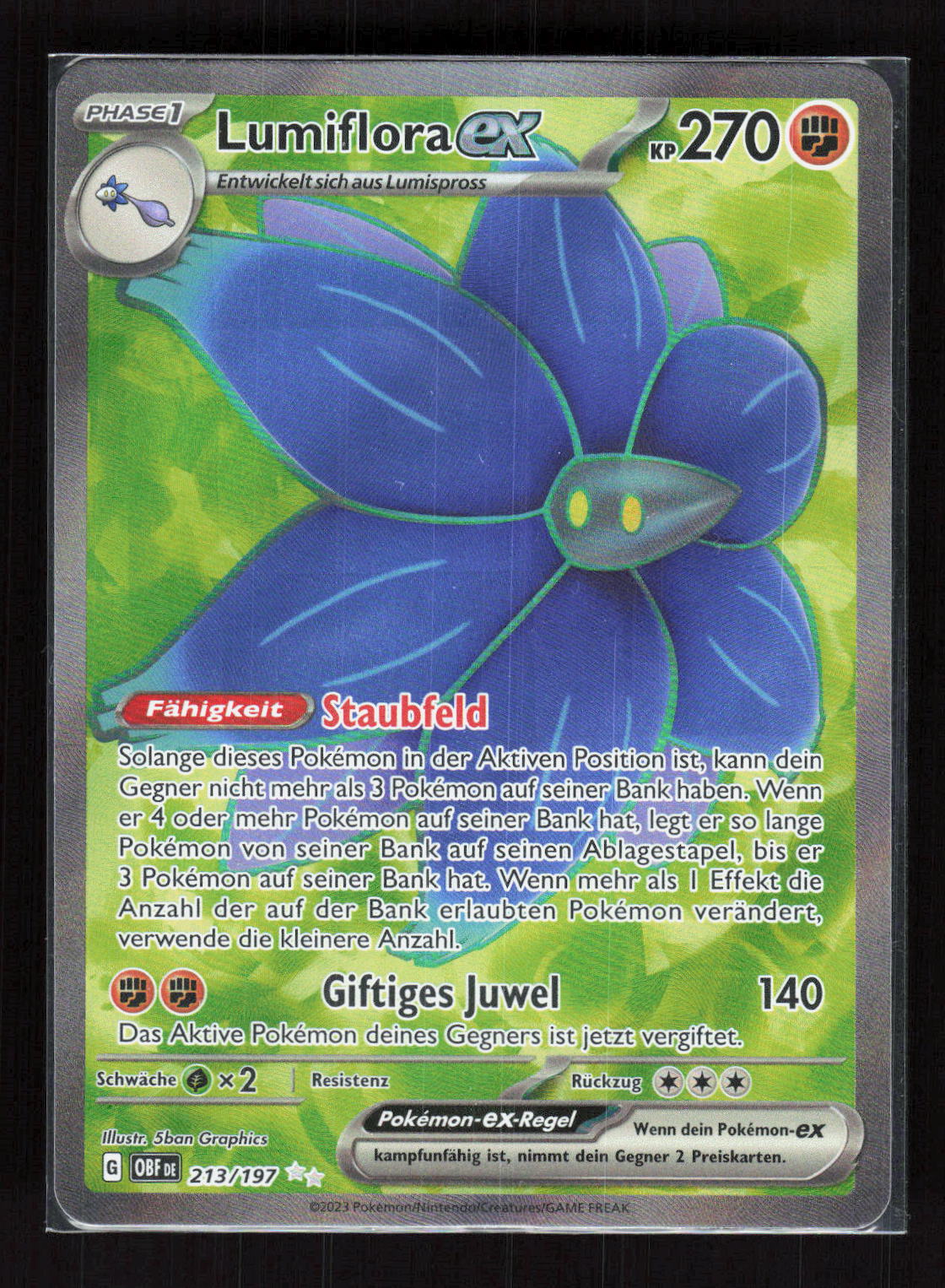 Pokémon Lumiflora ex 213/197 – Obsidianflammen (DE) Ultra Rare Full Art – Vorderseite