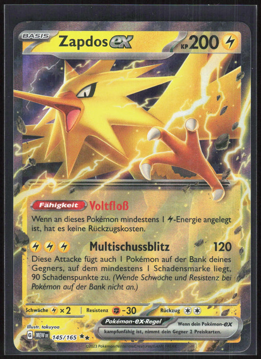 Pokemon TCG Zapdos-ex 151 145 NM Doppelselten