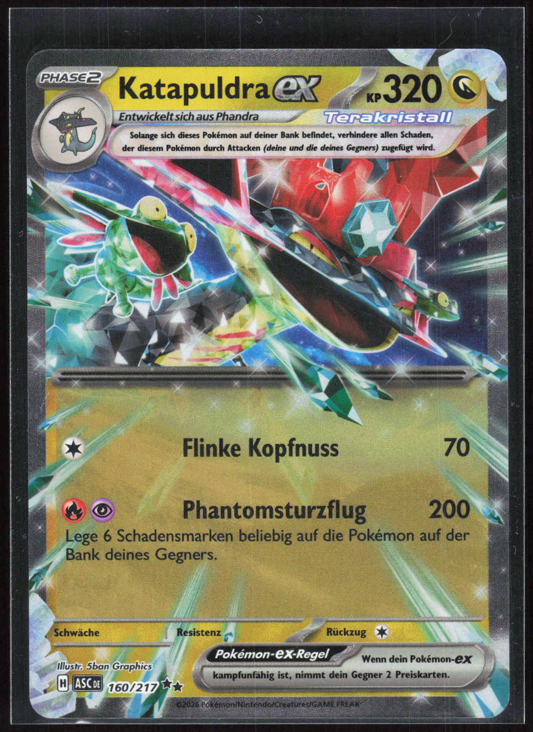 Pokemon TCG Katapuldra-ex Erhabene Helden 160 NM Doppelselten