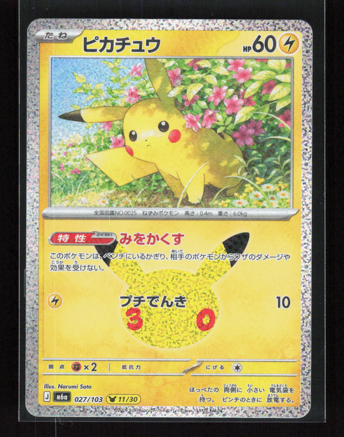 Pokémon Pikachu 027/103 – 30th Celebration 11/30 (JP) Holo – Vorderseite